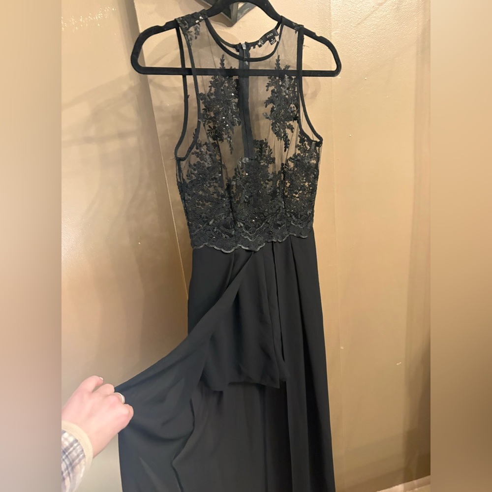 Iris Black Lace Gown with undershorts